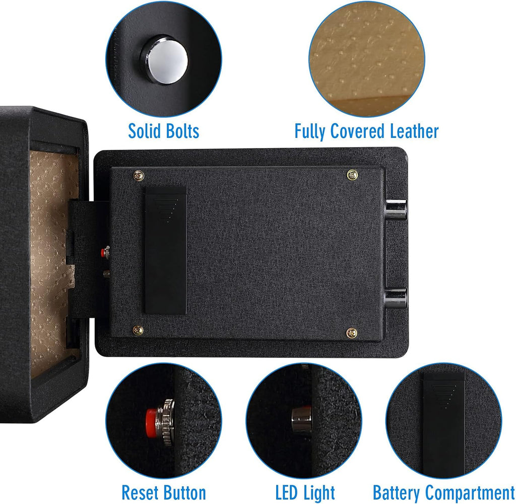 Black Biometric Fingerprint Safe Box, Solid Alloy Steel W569059