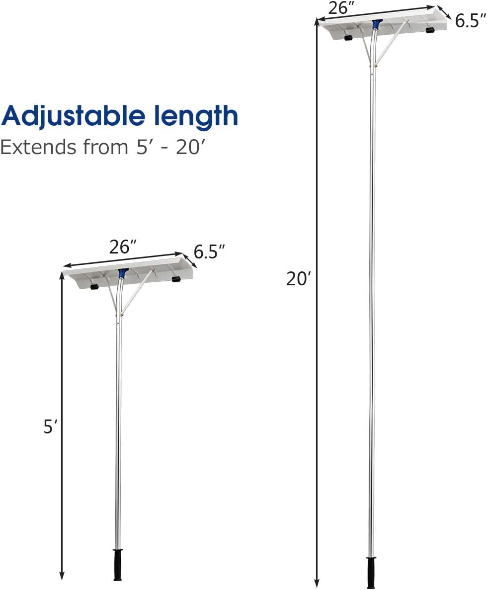Aluminum Snow Rake, 26 inch Width Blade, Adjustable Handle, Pack of 2 Y716210