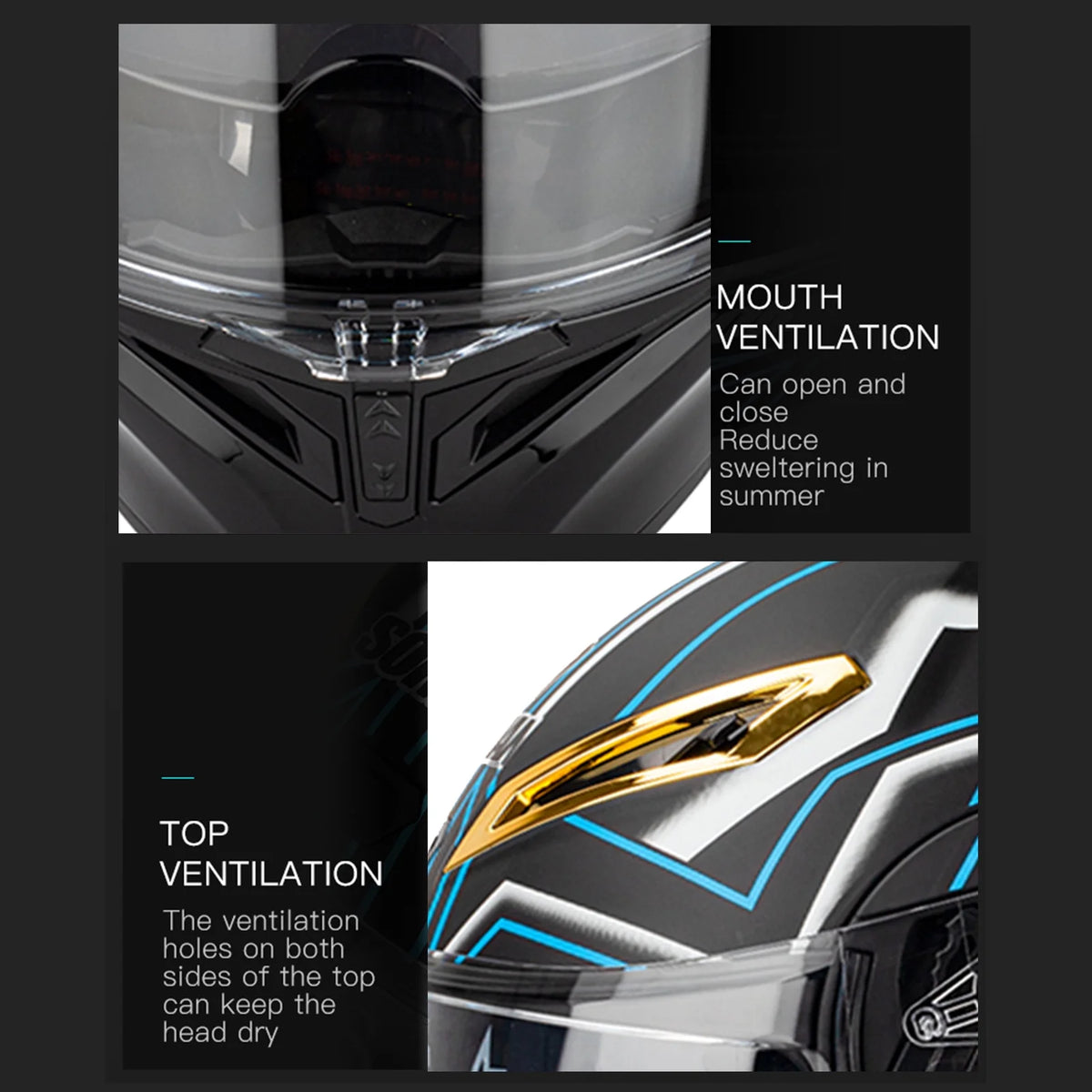 Dual Visor Flip Breathable Motorbike Helmet G513