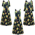 Black Floral Short Sleeve Princess Cut Dress T573708