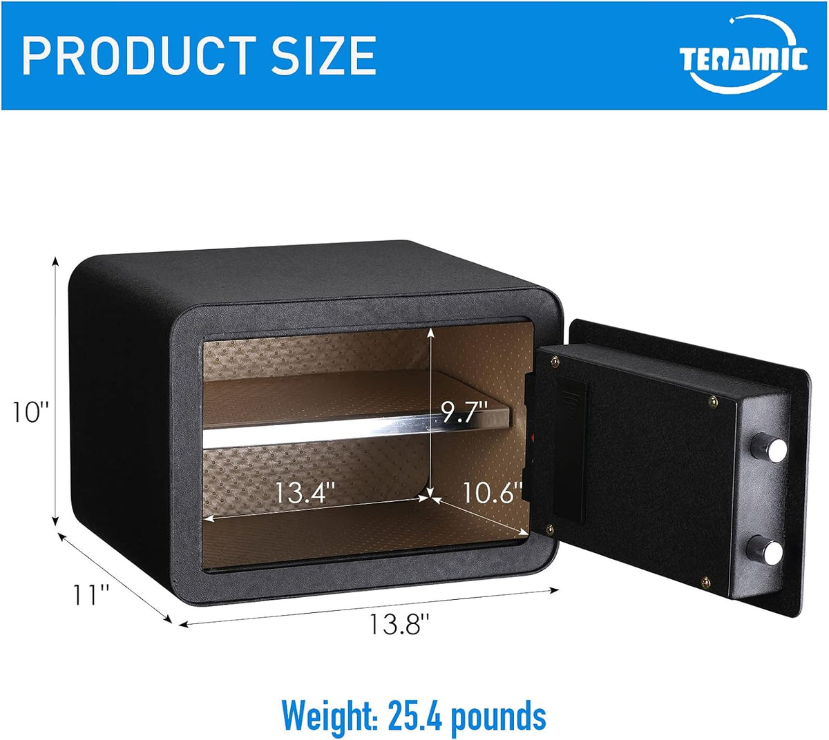 Black Biometric Fingerprint Safe Box, Solid Alloy Steel W569059