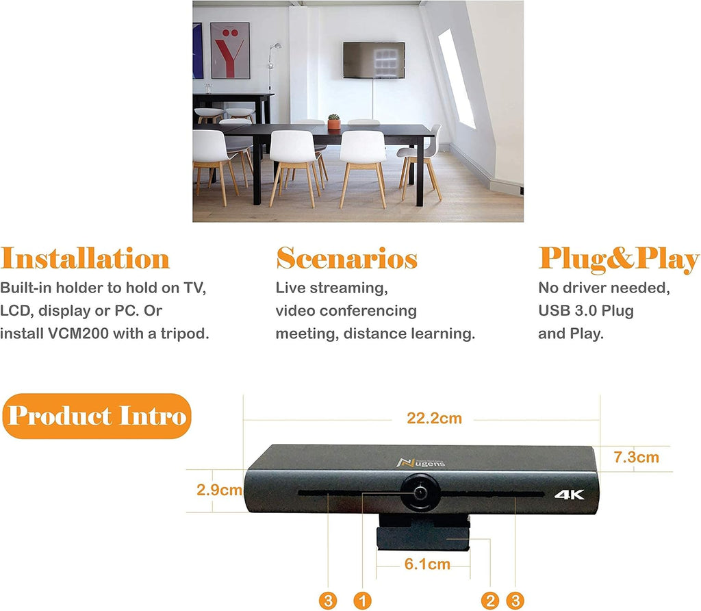 AI 4K Auto-Framing Video Conference Camera J7625