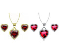 24k Yellow and White Gold 1/2Ct Garnet Necklace Set 18 inch G27069
