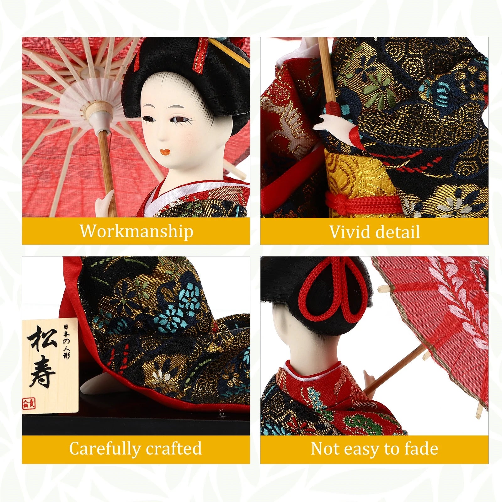 2 Count Japanese Geisha Wooden Doll Figurines A3521
