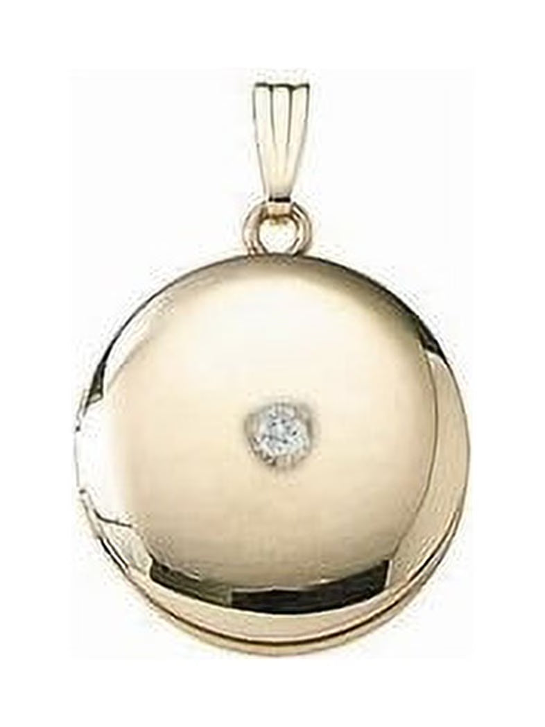 14K Yellow Gold Cremation and Hair Locket with Diamond Center C256