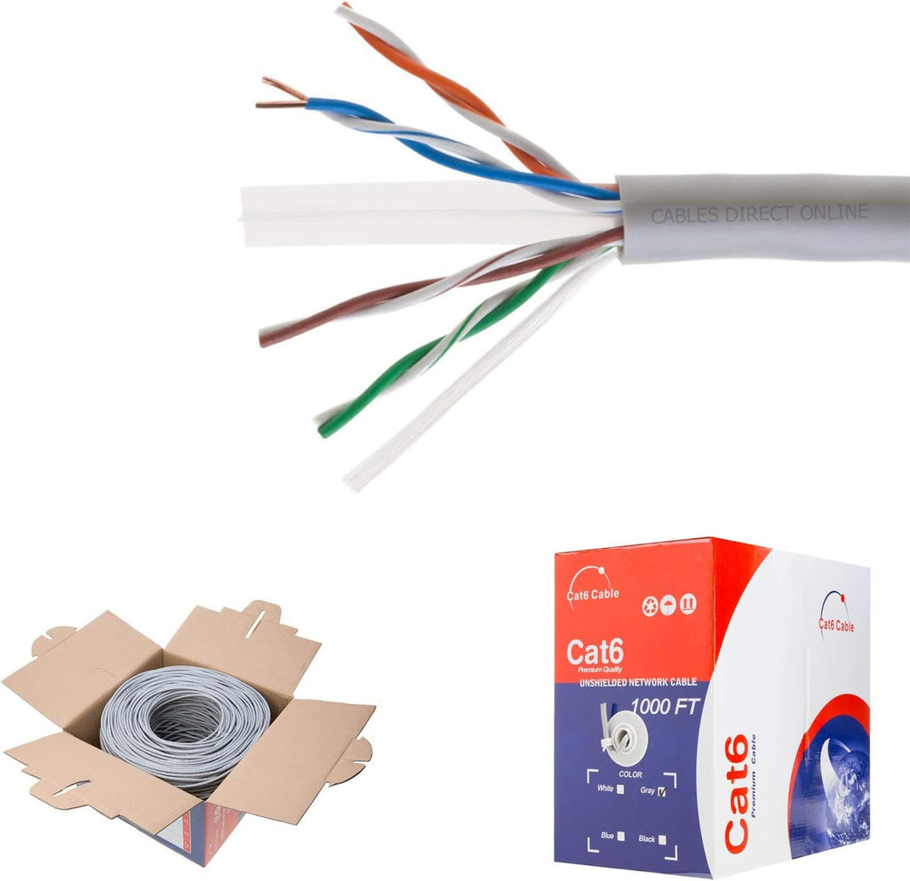 CAT6 1000ft UTP White Ethernet Solid Cable 23AWG Bulk P227