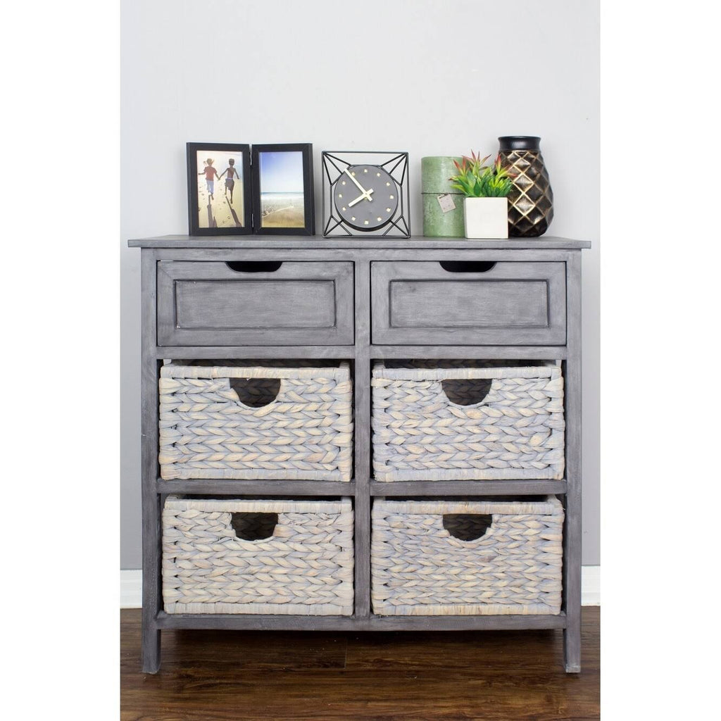 Grey 2-Drawer 4-Basket Accent Cabinet I472