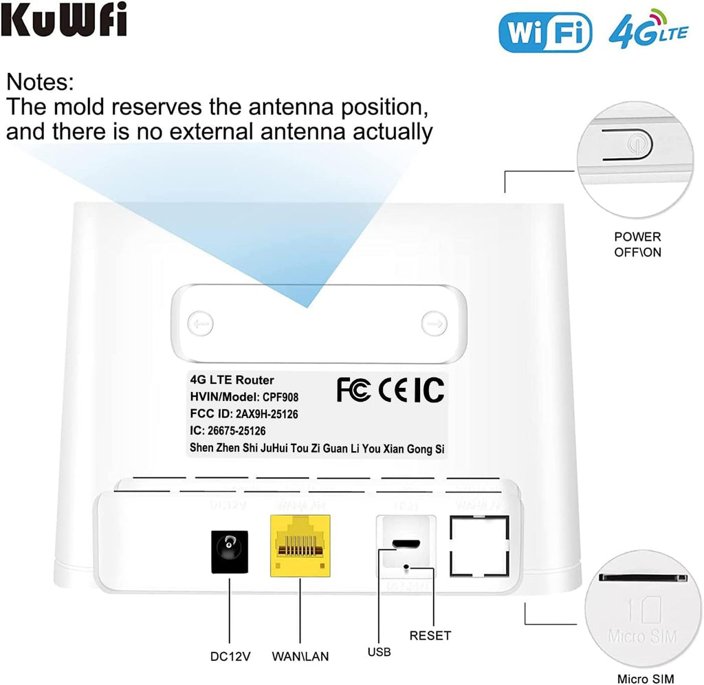 4G LTE Router with SIM Card Slot, Mobile WiFi Hotspot with LCD Display RJ45, 150Mbps, Pack of 2 L533