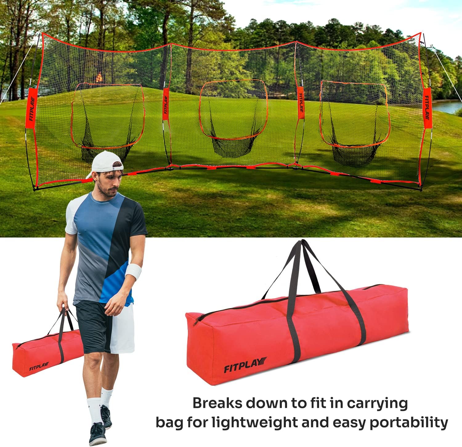 3 in 1 Baseball Softball Practice Net 7' x 7' Training Net F562