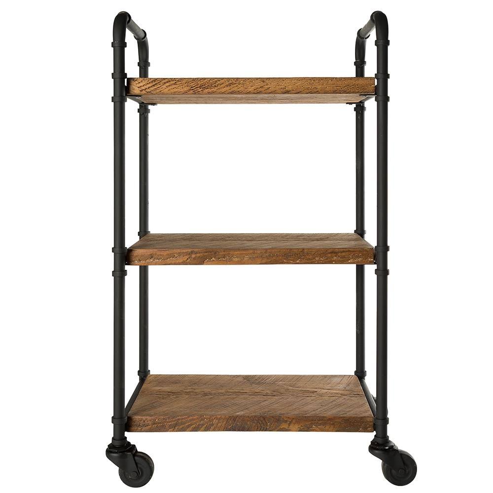 Black Steel Base with Wood Top Kitchen Cart S595