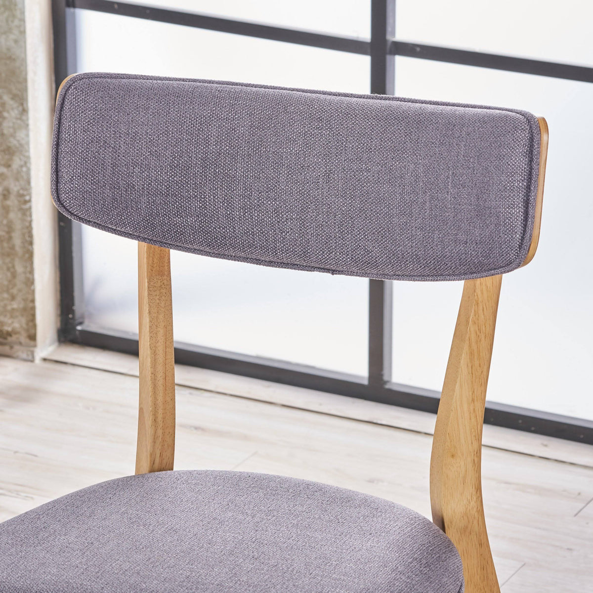 Set of 2 Light Beige Fabric Dining Chairs with Natural Oak Finish C4629