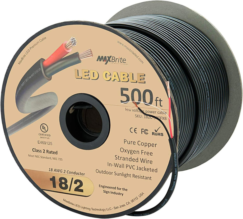 200 ft 18AWG 2 Conductor Black Sleeve Speaker Wire H5929