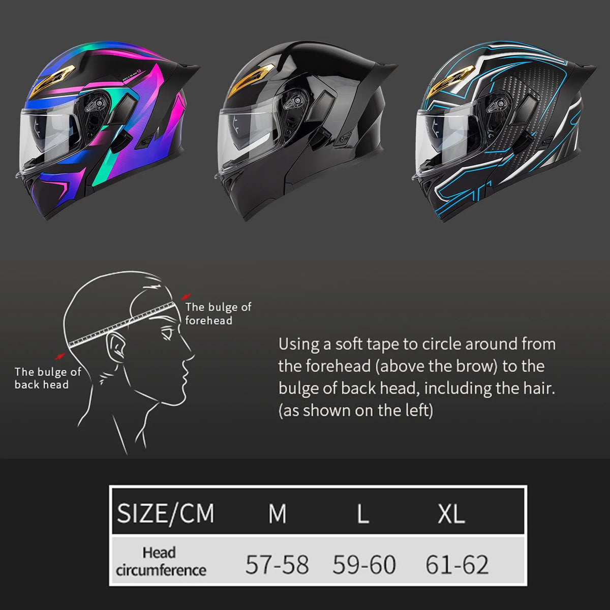 Dual Visor Flip Breathable Motorbike Helmet G513