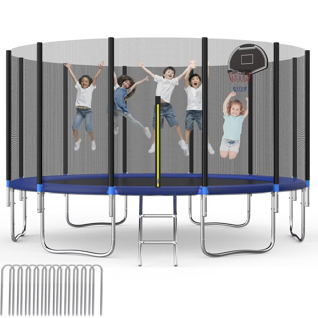16Ft Trampoline with Safety Enclosure Net & Ladder R338786