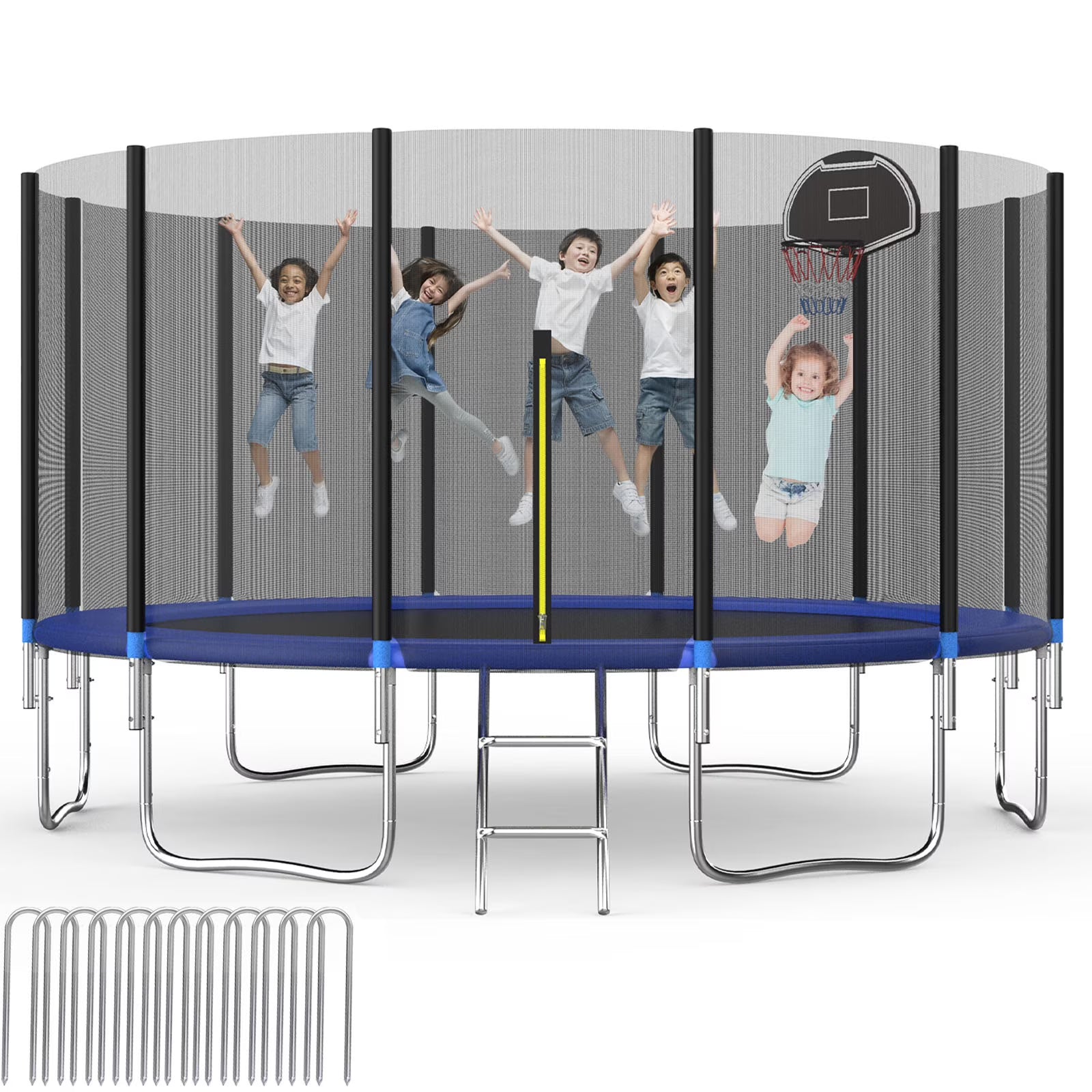 16Ft Trampoline with Safety Enclosure Net & Ladder R338786