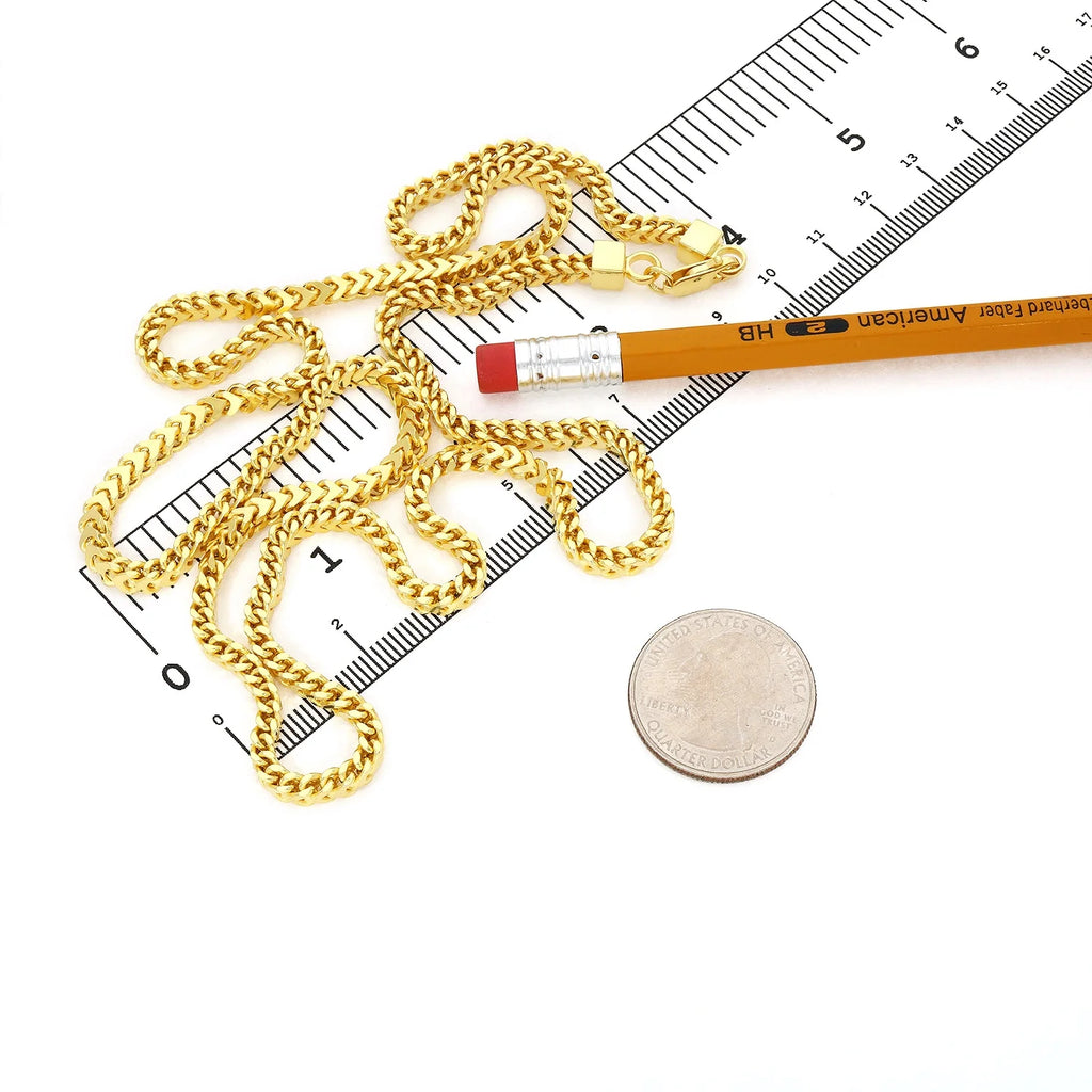 18K Gold Over Silver Hollow Franco Chain Necklace 20"-30" G5559