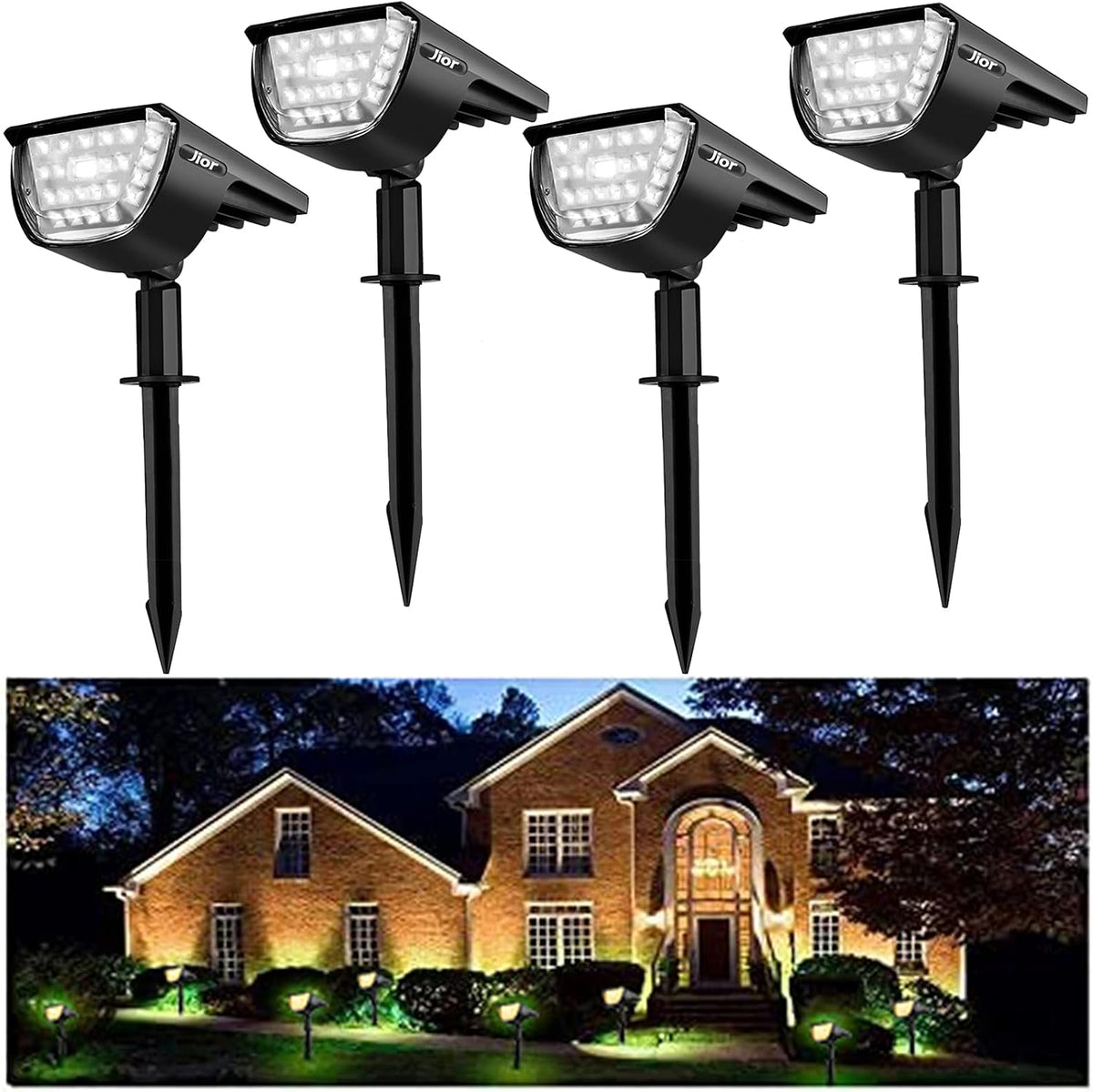 4 Pack Cold White Solar Powered LED Landscape Spot Lights K6413