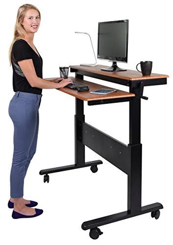 48-inch Crank Adjustable Height Stand Up Desk with Steel Frame Y79369
