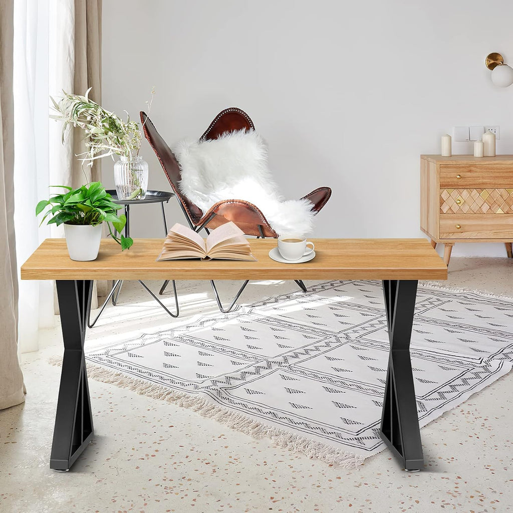 Metal Table Legs X Shape Set of 2 Black Cast Iron Q867717