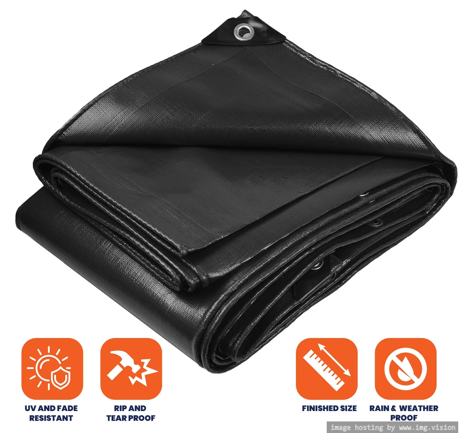 22 Mil Waterproof Silver/Black Tarp 6′ X 8′Ft W2407