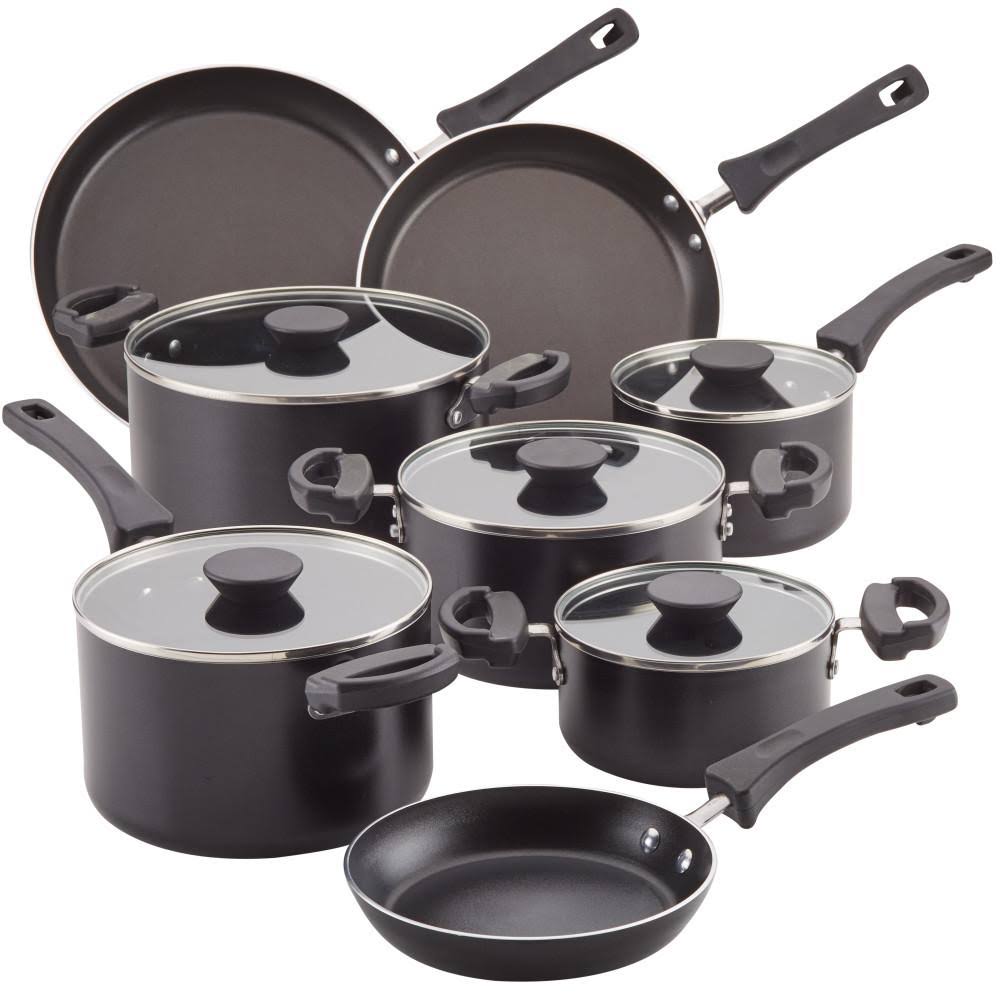 13-Piece Black Aluminum Nonstick Cookware Set J353114