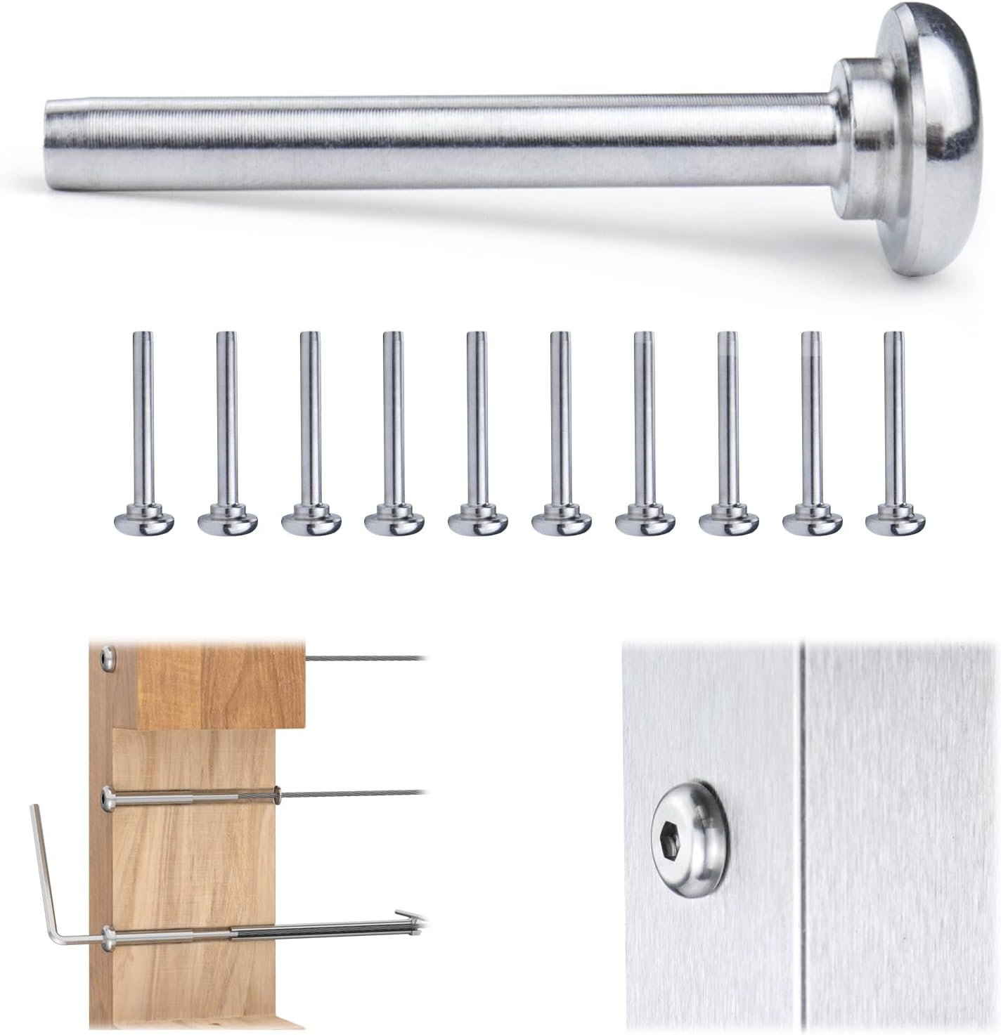 10Pair Cable Railing Kit Invisible 1/8 Swage Tensioner T316 Stainless Steel E95008
