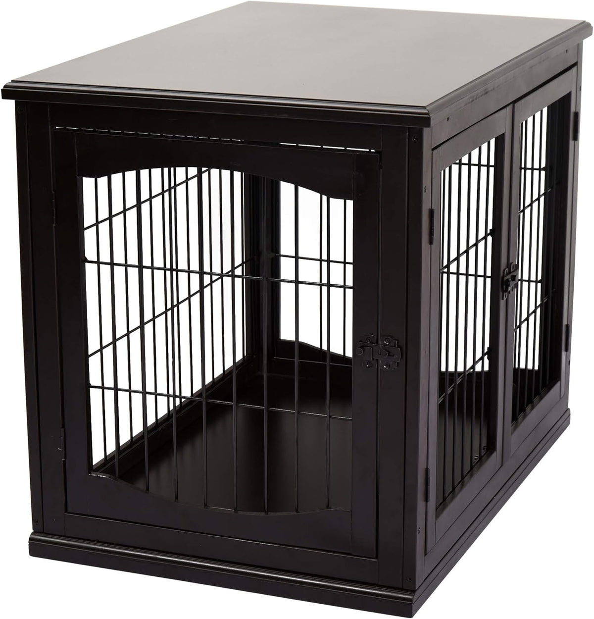 26'' Wooden Dog Cage Pet Crate Kennel with Double Door, Dark Brown U4228