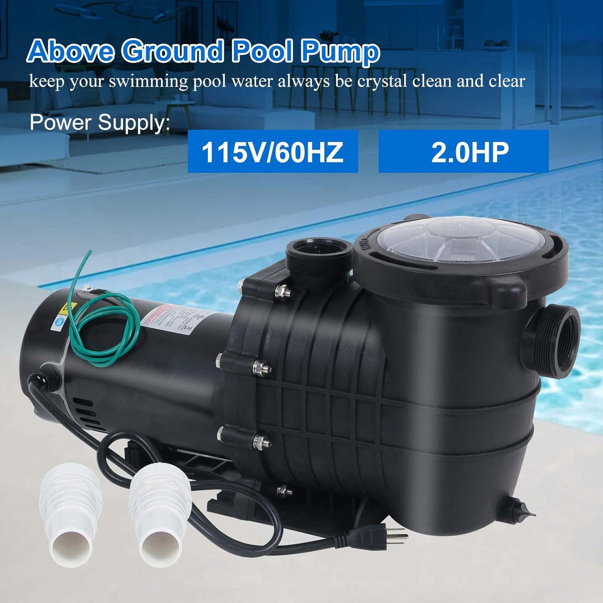 2HP Dual Volt Pool Pump with Strainer I92112