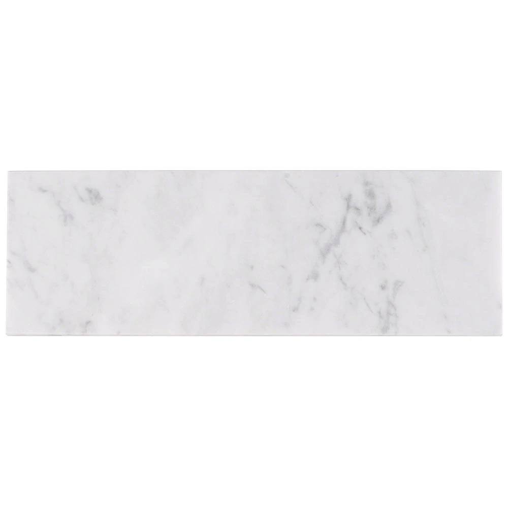 White Carrara Polished Marble Subway Tile 4 in. x 12 in. x 9mm 30 Pieces A217884