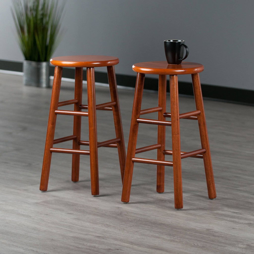 Cherry 24x22 Stool with Beveled Seat, Set of 2 O45066