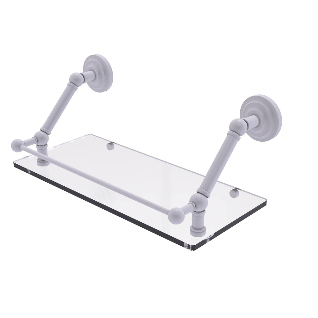 Floating Glass Shelf with Gallery Rail - Matte White - 18 inch I288083