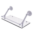 Floating Glass Shelf with Gallery Rail - Matte White - 18 inch I288083