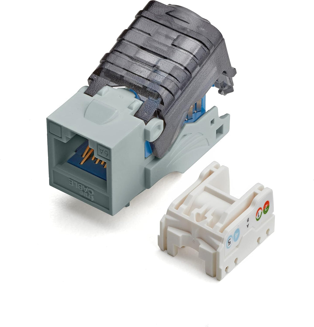 White Cat6A Toolless Keystone Jack, 12 Pack B682