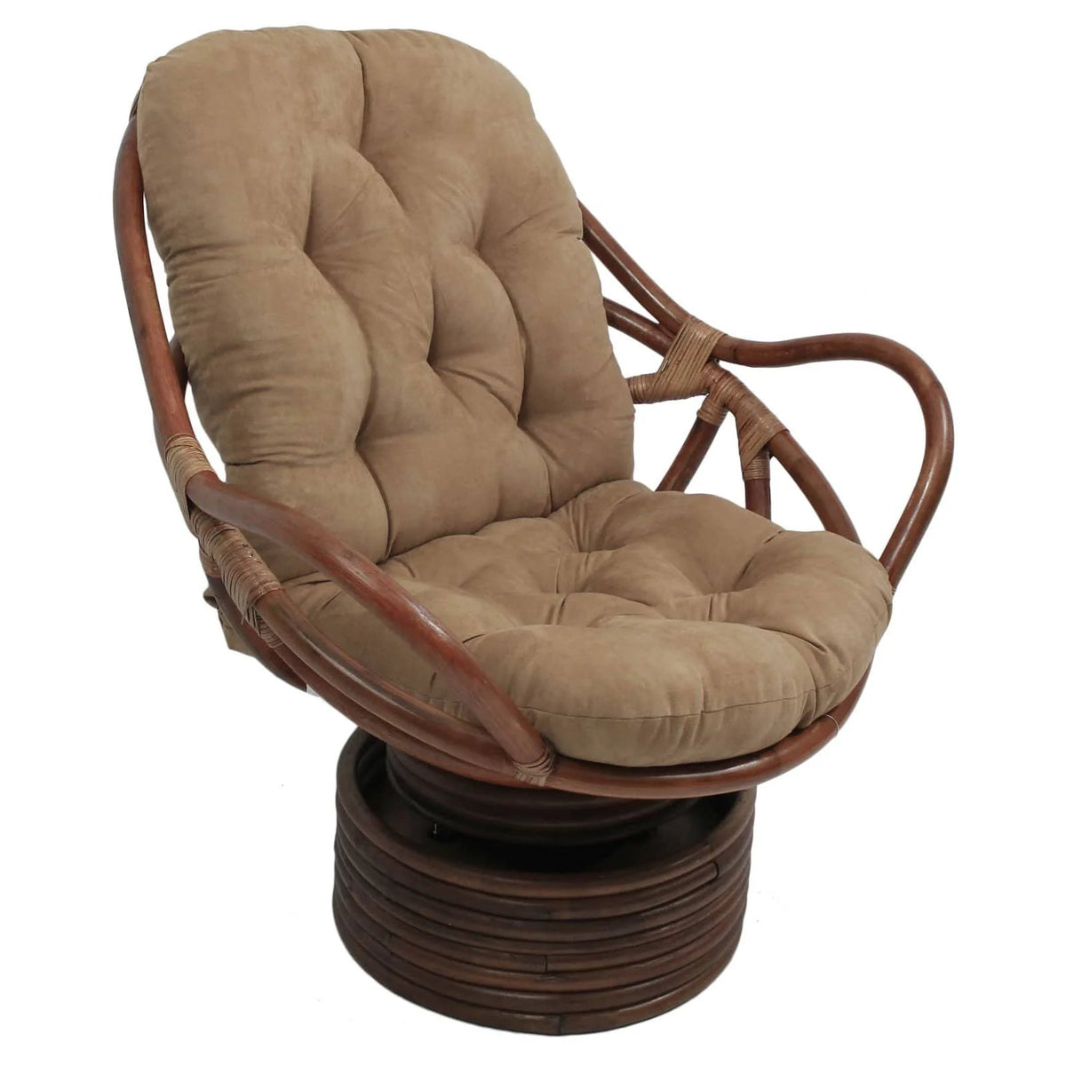 Rattan Coil Base Swivel Rocker with Micro Suede Cushion C874