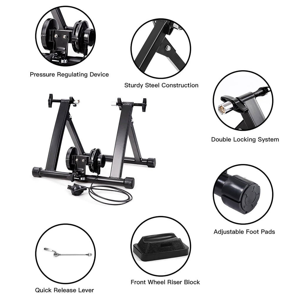 Magnetic Indoor Bicycle Trainer Exercise Stand 8 Levels - Black V4693