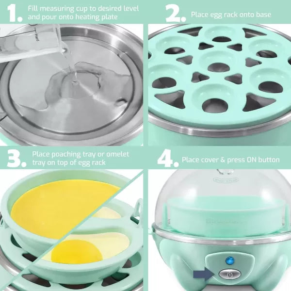 7 Egg Capacity Electric Egg Cooker with Auto Shut-Off F508