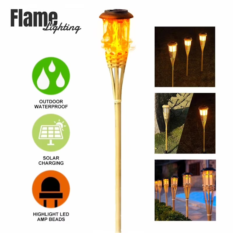 Amber Bamboo Tiki Torch Landscape Light K13253