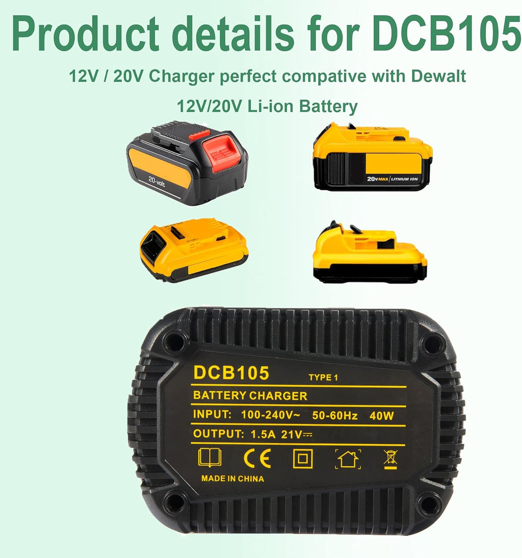 2 Pack 20V 3.0Ah Battery and Charger Combo for Cordless Tools M386