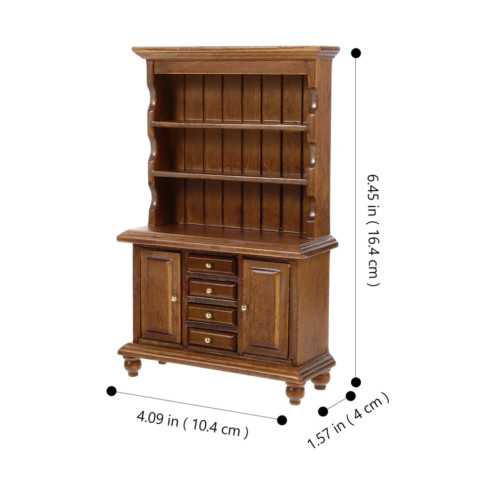 Walnut Color Wooden Dollhouse Miniature Bookcase S62809