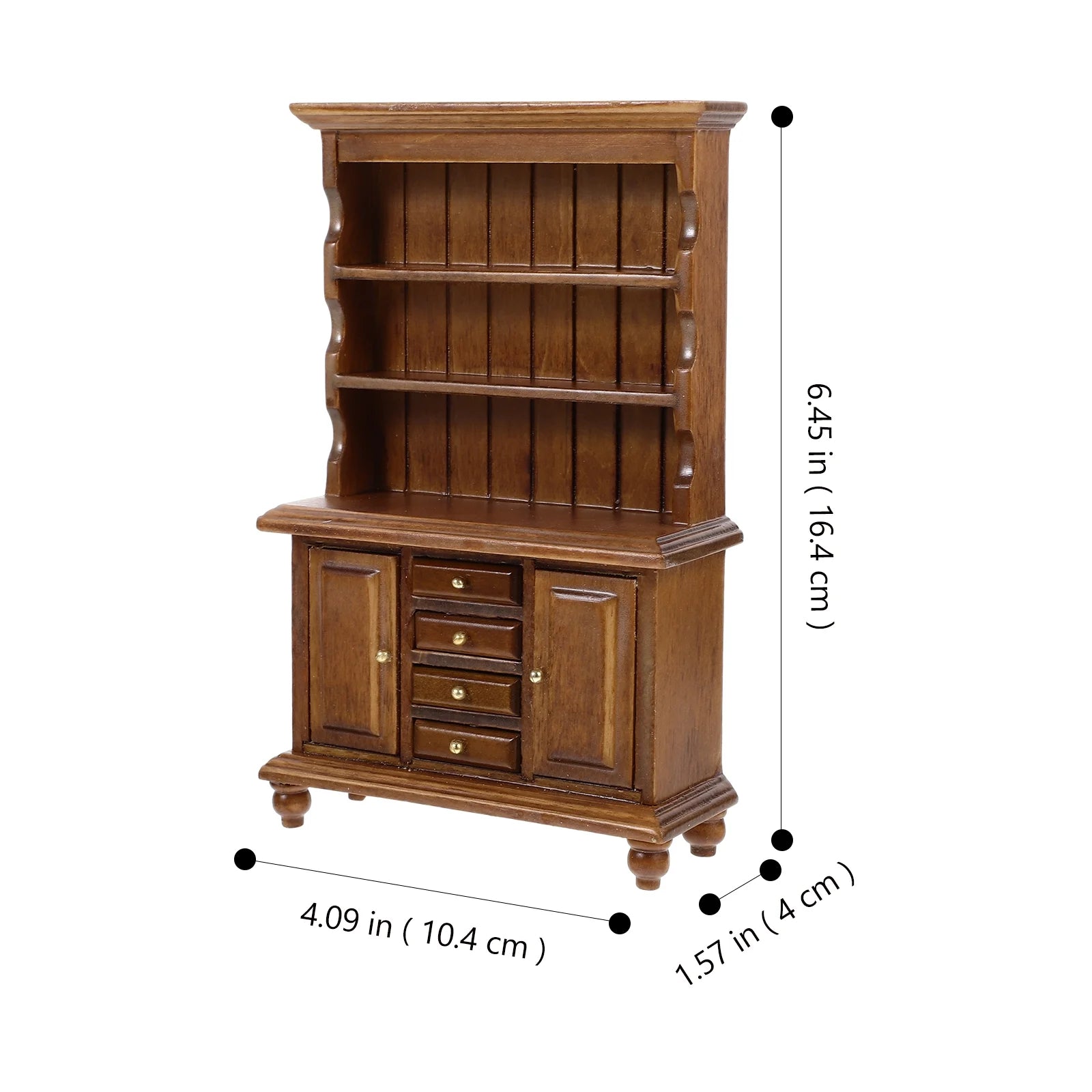 Walnut Color Wooden Dollhouse Miniature Bookcase S62809
