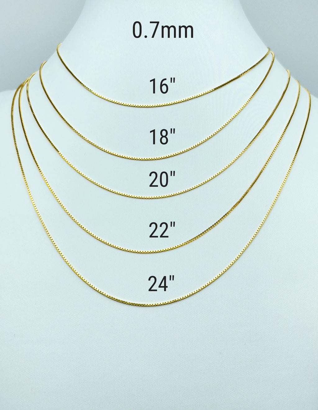 0.7mm 14K Yellow Gold Diamond Cut Box Pendant Chain Necklace 16" 18" 20" 22" 24" Z213