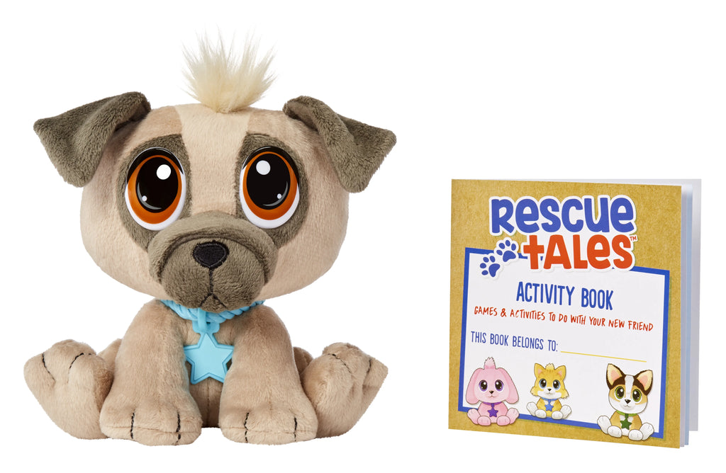 Pug Plush Toy with Collar, Tag, Doghouse, Stickers, Activities M445