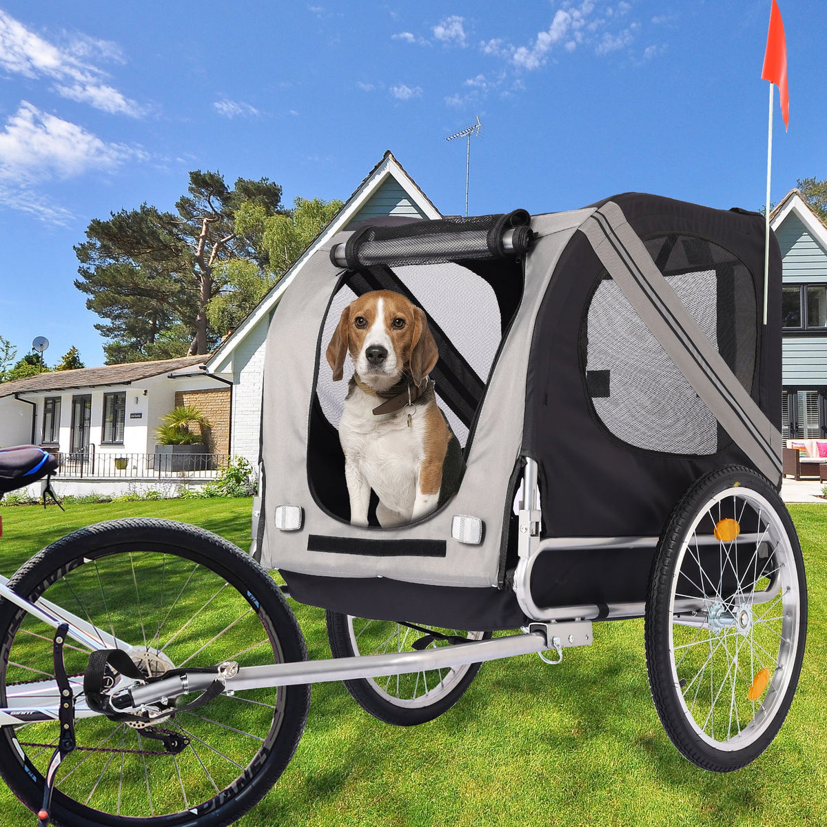 Yellow Foldable Pet Stroller Dog Carrier Bicycle Trailer A256