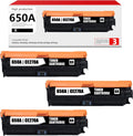 3PK Black 650A CE270A Remanufactured Toner Cartridges for HP M750n M750dn M750xh CP5525n CP5525dn CP5525xh Printer Q524016