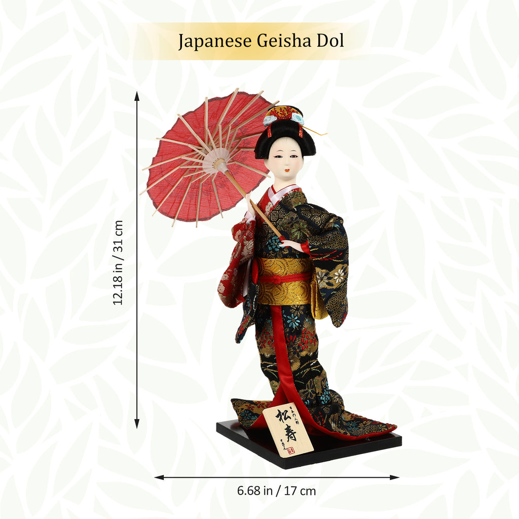 2 Count Japanese Geisha Wooden Doll Figurines A3521