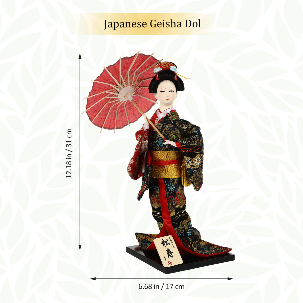 2 Count Japanese Geisha Wooden Doll Figurines A3521