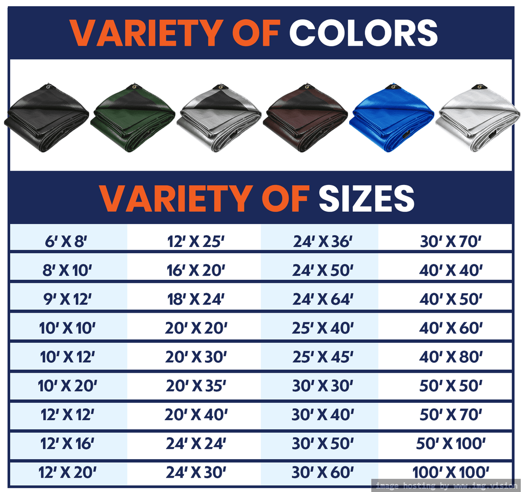 22 Mil Waterproof Silver/Black Tarp 6′ X 8′Ft W2407