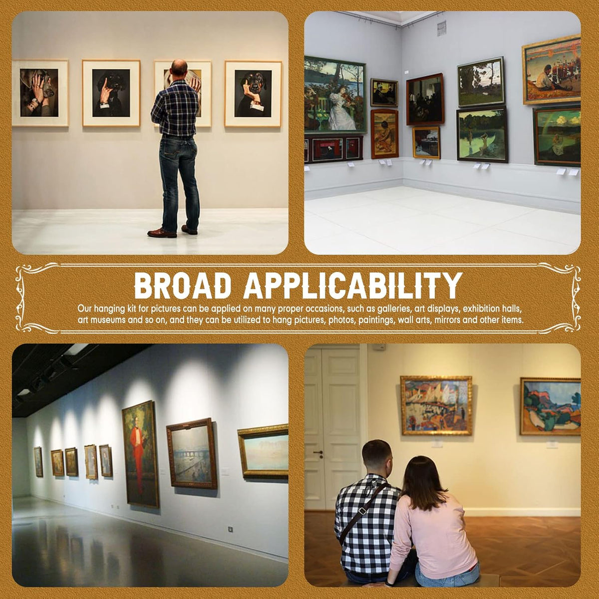 18 Pcs Picture Rail Hanging Kit with Stainless Steel Cable Loop Cord and Adjustable Photo Hooks S95249