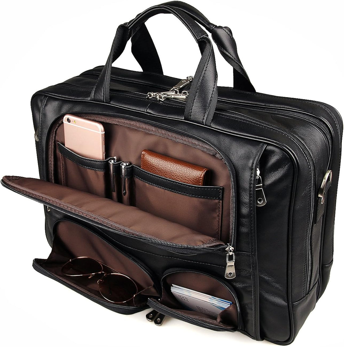 Genuine Leather Laptop Briefcase Duffel Bag fits 15.6 inches A62762