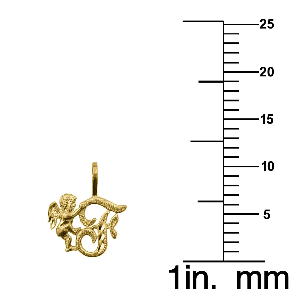 14K Yellow Gold Cherub Pendant Necklace with 18" Chain W637